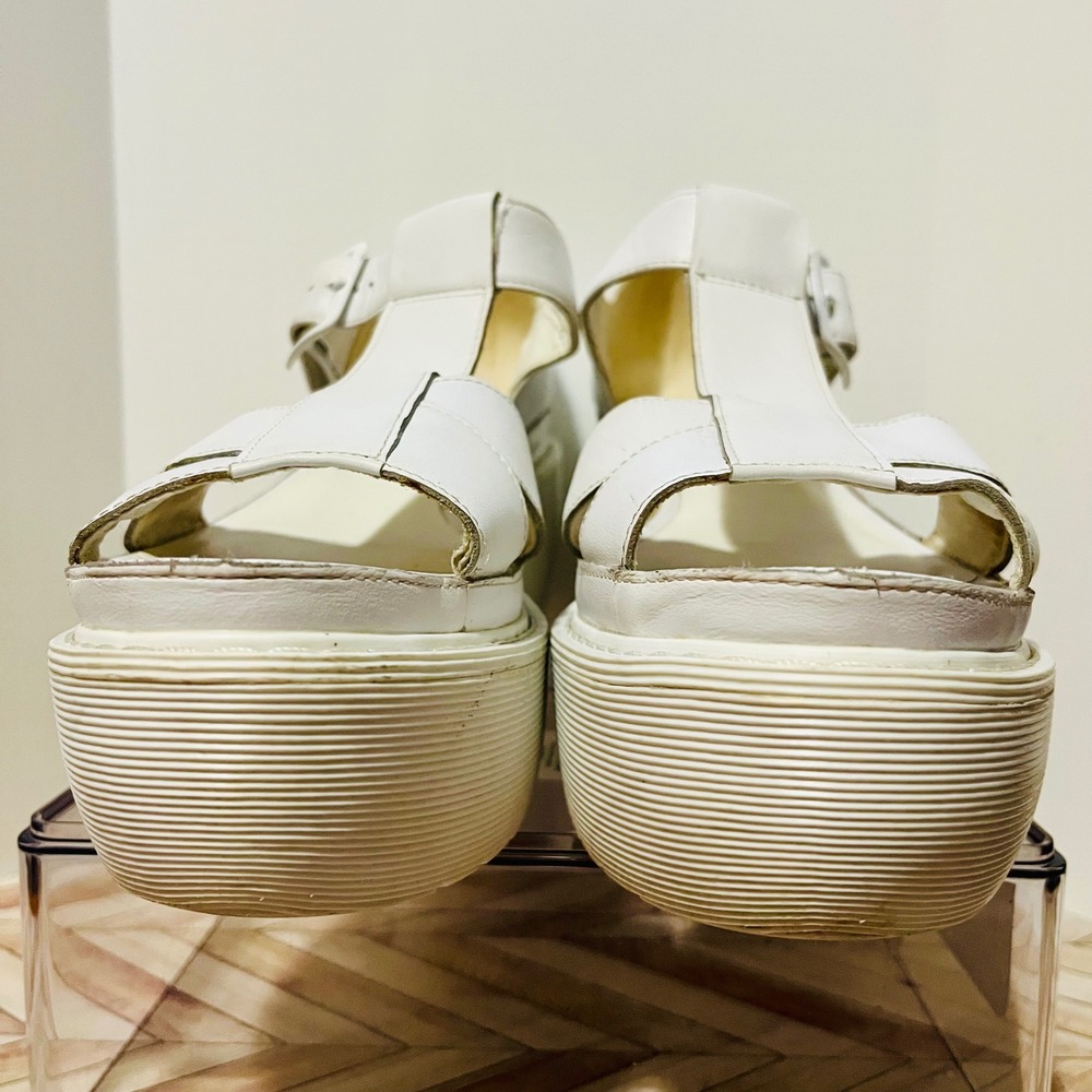 Dr Martens Adaya Platform T-Strap Wedge Sandals Women 10 White Leather Y2K Bratz - Picture 6 of 12